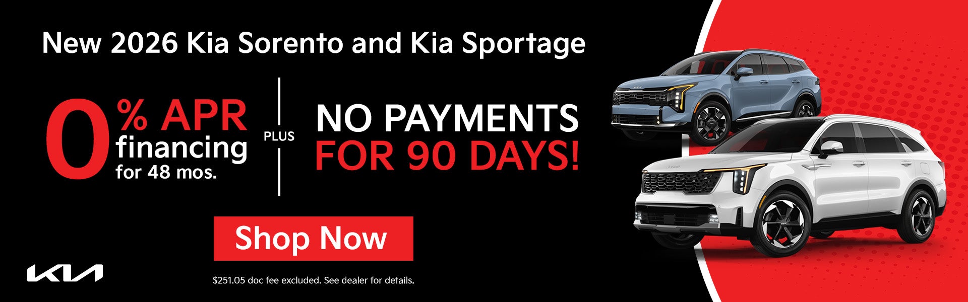o% financing on 2026 Kia Sorento and Sportage